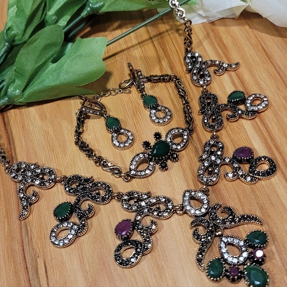 Turkish Vintage Style Jewelry Set for Women,NEW,3Pcs,Antique,WeddingHandmadeGift - Picture 3 of 16